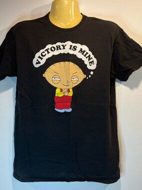 Family Guy Stewie Griffin “Victory Is Mine” Graphic Black T-shirt - Size Medium